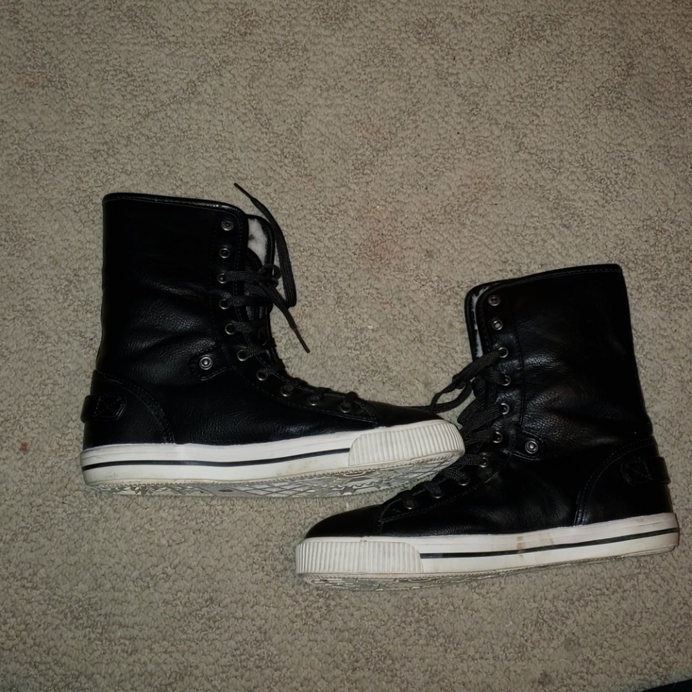 Leather combat boots